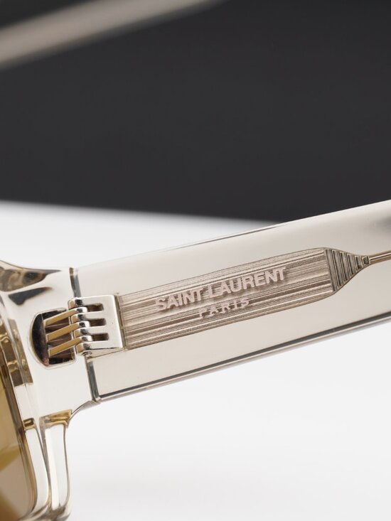 Saint Laurent SL689 005 Rectangle Sunglasses - Shiny Beige/Brown main image 4